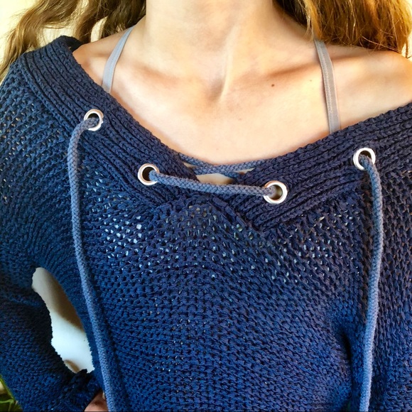 Navy Blue Knitted Sweater - Picture 6 of 8